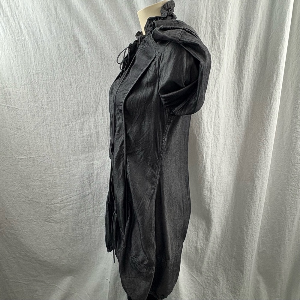 Akela Key Dark Charcoal Gray 3/4 Sleeve Tunic Style Button Down Top 42 - Picture 4 of 11